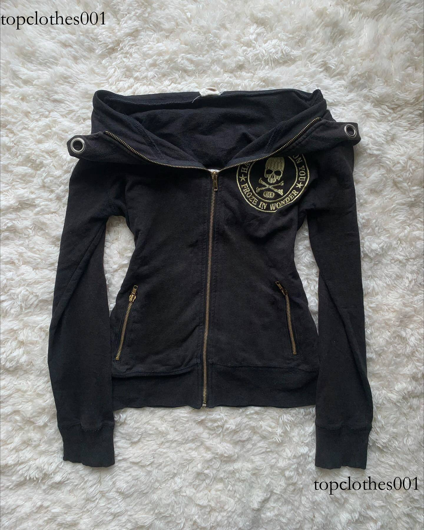 New Retro Y2k Zipper Sweatshirt for Women, Harajuku Sexy Sweatshirt, Skull Coat, Autumn Hooded Gothic Style Clothing