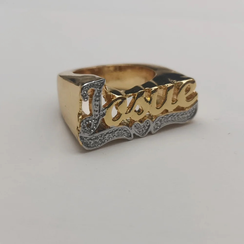 LeeChee 3D Two Color Custom Heart Name Ring Hiphop Personality Rings Gift For Men 251224