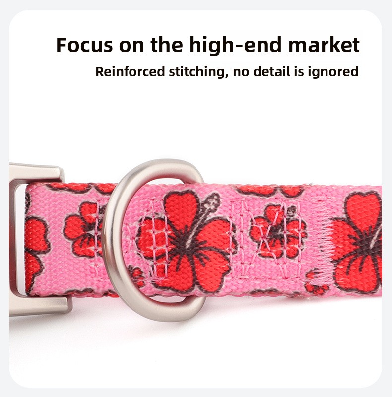 Adjustable Heat Transfer Printed Pet Collar for Large Medium Dogs Alaskan Dog Necklace for Walking