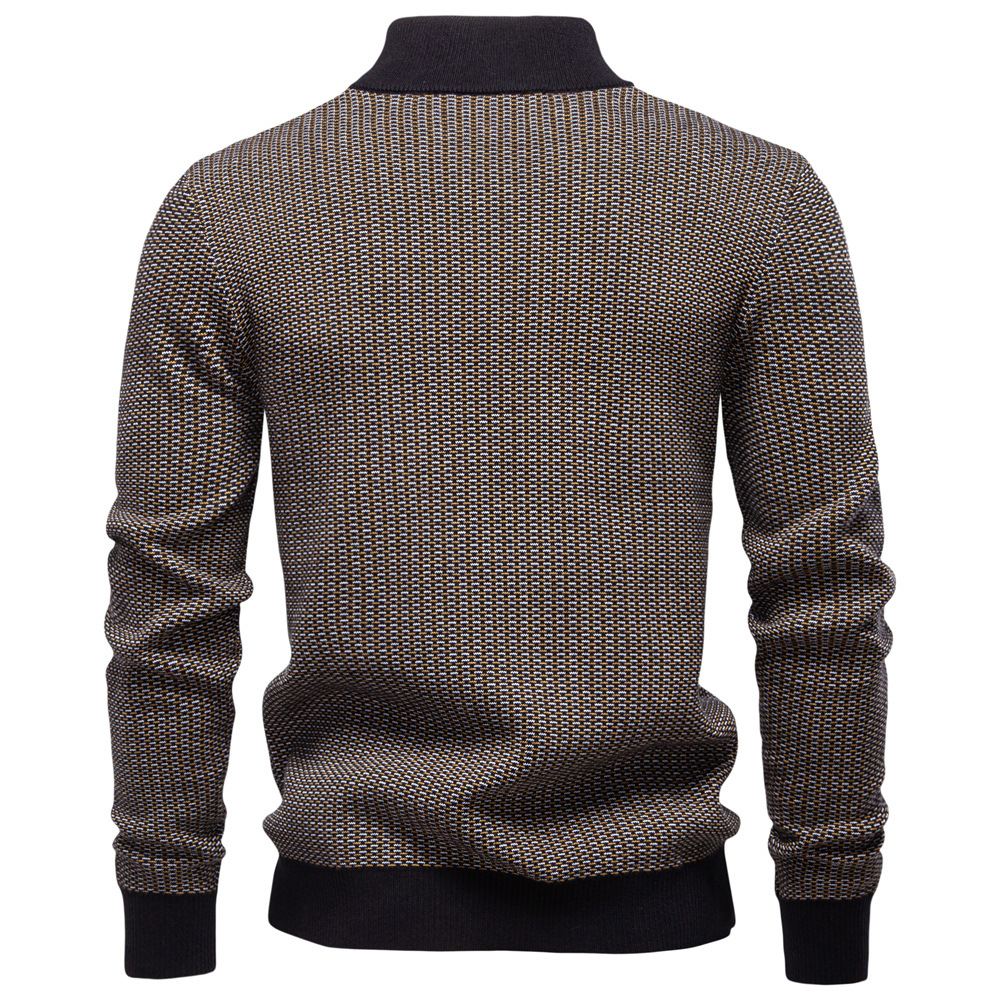 WOZK autumn and winter new men's thick sweater men's half zipper stand up collar business casual sweater men designer