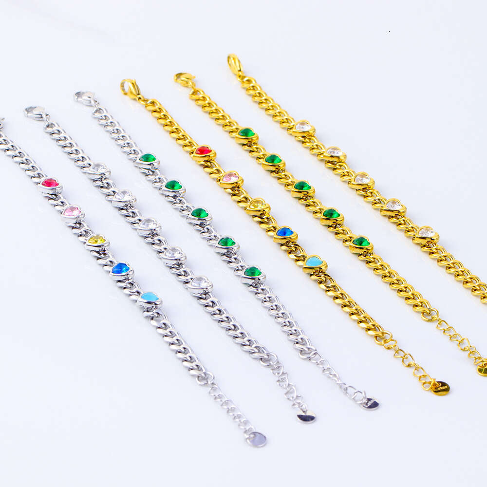 Bracelet for Women New Gold-Plated Heart Zircon Bracelet Niche Sweet Adjustable Tarnish-Resistant Versatile Everyday Jewelry