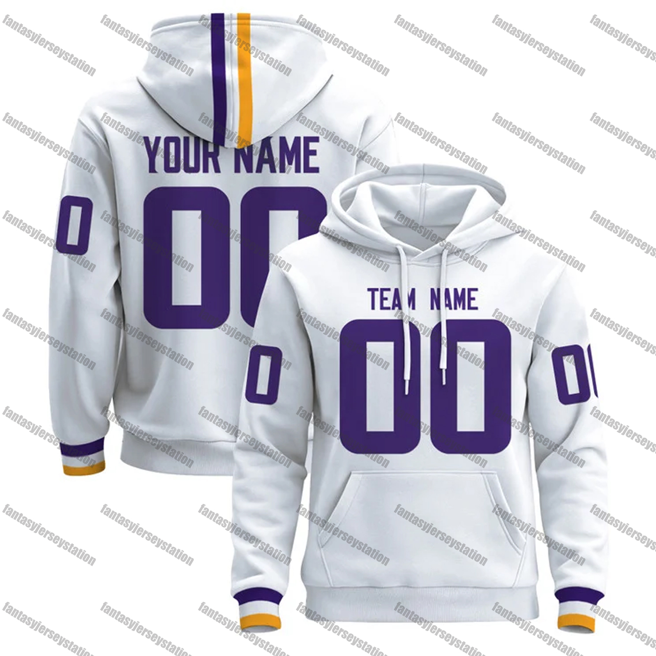 Custom Hoodie Jersey Purple White Men Women Youth Stitched Letter Sports Pullover Sweatshirt Hoodie Football Jersey Any Name any Number