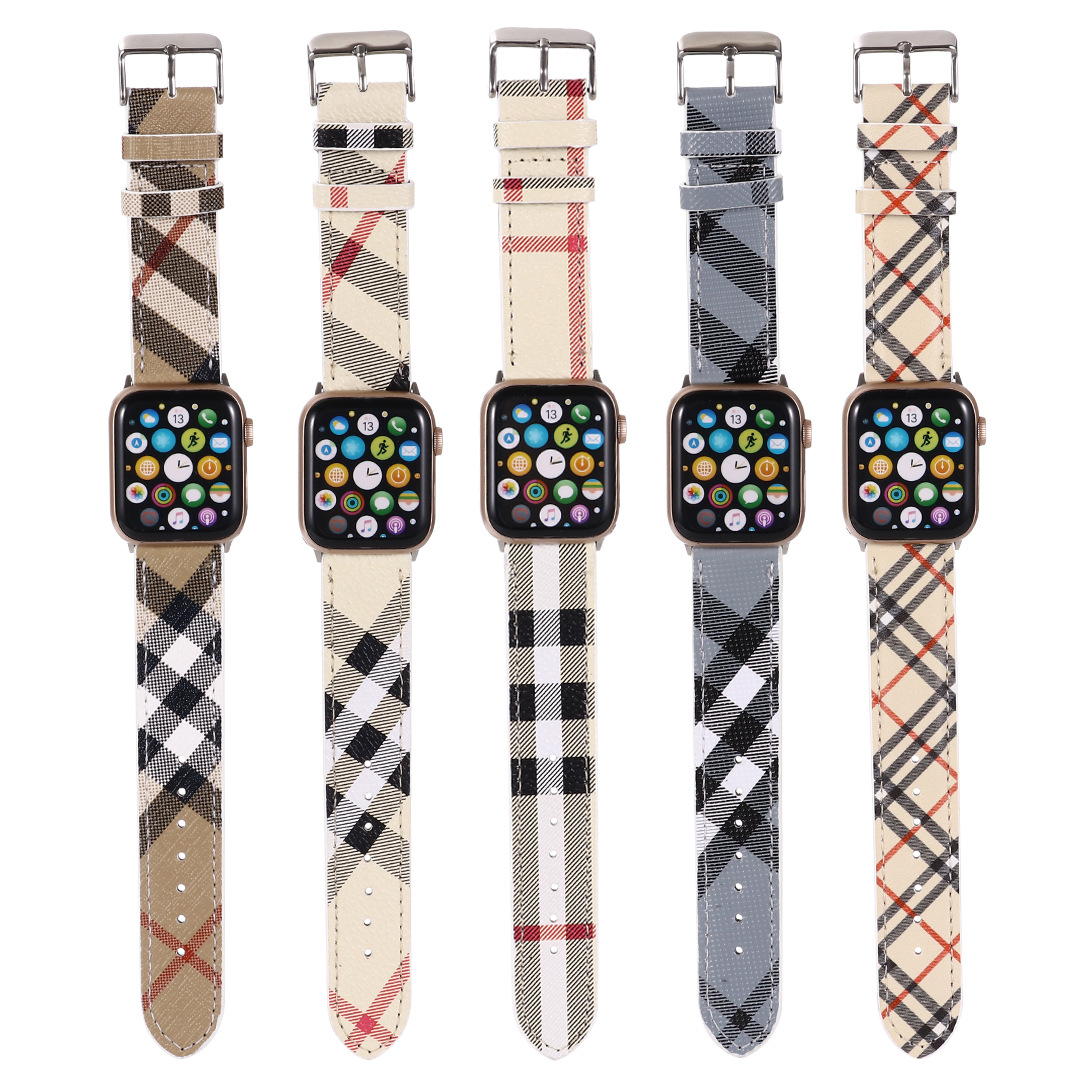 Luxury Designer PU Leather WatchBands Compatible with Apple Watch Strap 46mm 49mm 45mm 44mm 42mm 41mm 40mm 38m Replacement Bands iWatch 10 9 SE Series