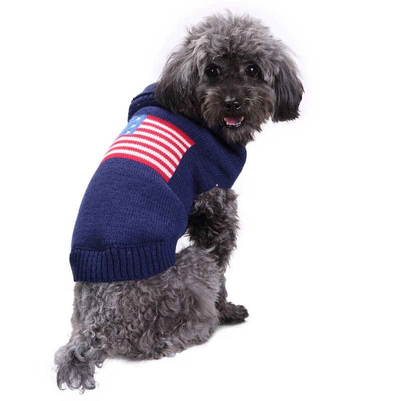 Dog Knitted Sweater USA National Flag Dog Sweater Puppy Sweater Warm Soft Pet Holiday Clothes for Small Medium Cats and Dogs, Large Dog XXL