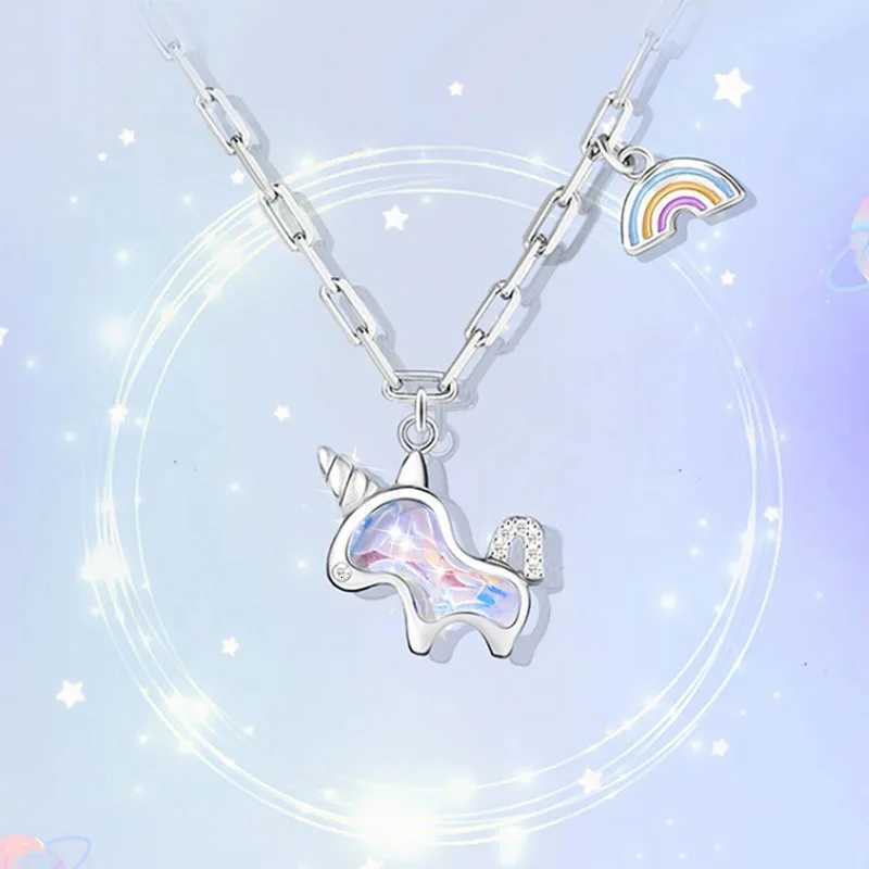 luxury 925 Sterling Silver Unicorn Charm Necklaces Pendants Choker Statement Necklace For Women Girls Birthday Party Gift Jewelry M251227