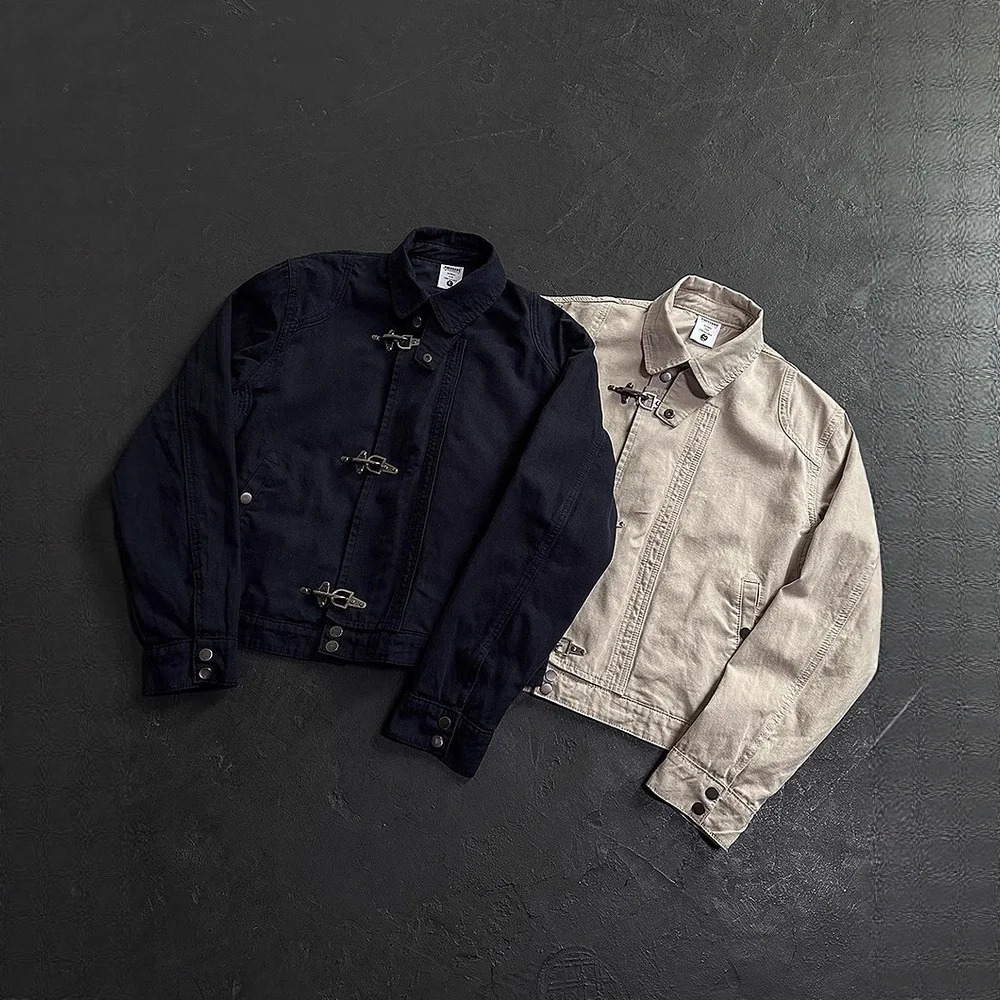 Cleanfit Casual Retro Workwear Jacket Short American Style Stand Collar Zipper Mens Cotton Polyester Fabric Durable Color Fa 251226