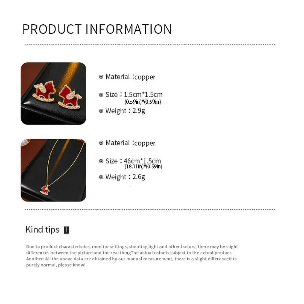 luxury Fashion Jewelry New Year Horse Earrings Collarbone Chain Cartoon Zircon Horse Pendant Necklace Rhinestone Gold Red Drop Earrings M251227