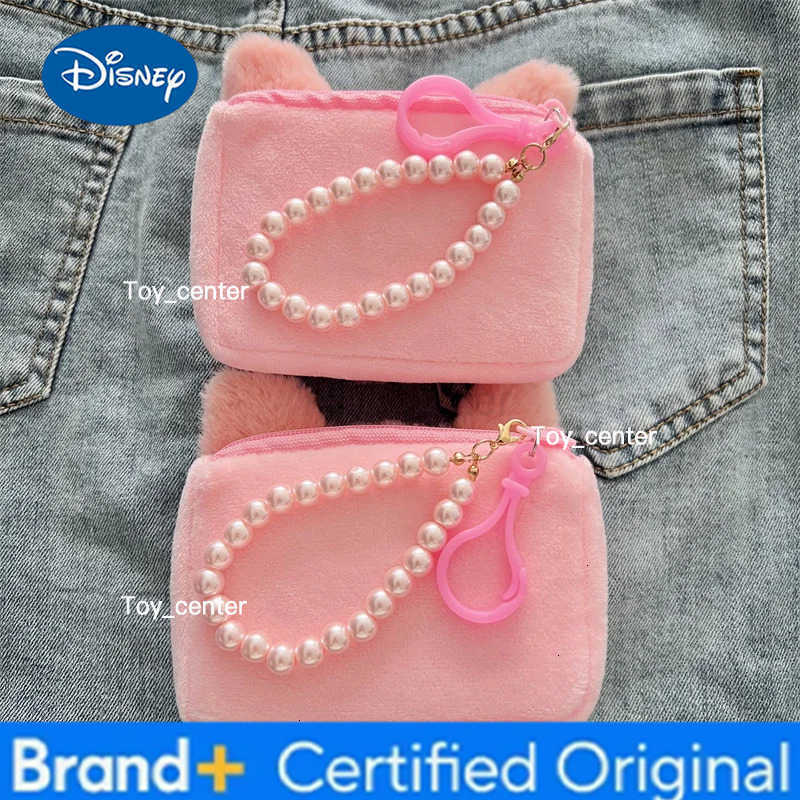 Disney New Fashionable and Cute Lina Belle Coin Purse Square Portable Carry Card Holder Girls Heart with Key Hook Mini Pouch H251227