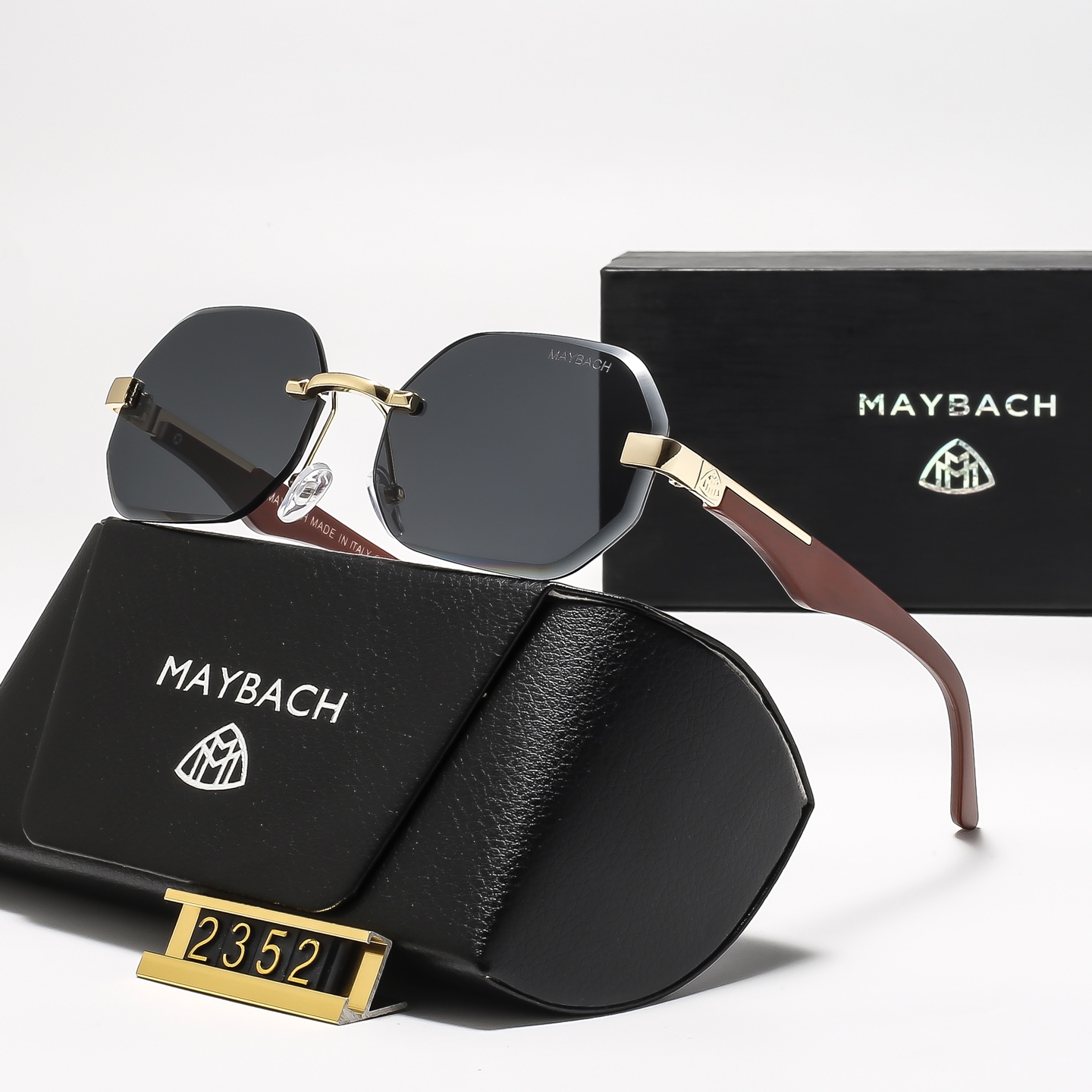 Maybach Eyewear Luxury Designer Maybach Rimless Glasses Lunettes Black Sunglasses Square Brand Sunglasses for Women with Box