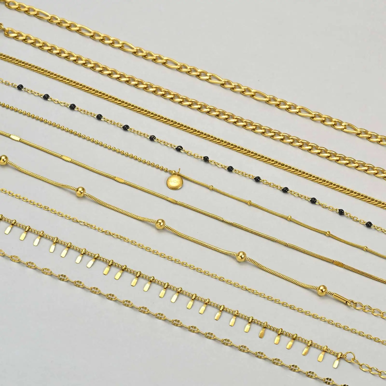 Waterproof Layered Link Chain Anklets Bracelet for Women Gold Plated Foot Leg Summer Boho Beach Jewelry Adjustable 251226