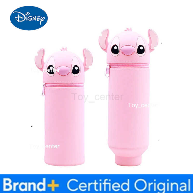 Disney Stitch Silicone Folding Pen Holder Large Capacity Student Pencil Bag Cartoon Stationery Storage Vertical Pen Pot with Zip H251227
