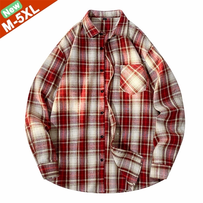 Fast Ship Plaid Shirts Men Casual Mens Shirts Male Spring Autumn Long Sleeves Shirts Flannel Clothes Youth Boy Japan Korea M-5XL 251226