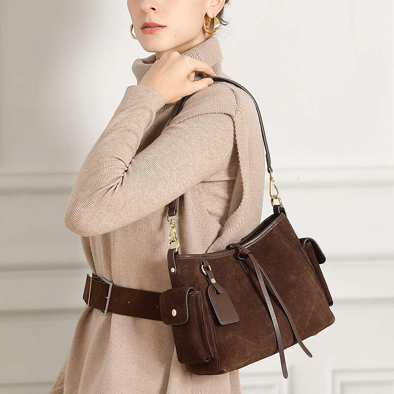 Luxury shoulder bag handbag Hobo retro Melad women's single handle new leather suede cowhide single armpit high-end crossbody bag