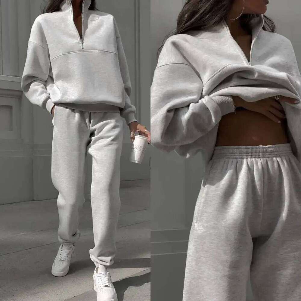 Fashion 2026 Casual Long Sleeve Sweatshirts And Trousers Fleece Two Piece Sets Lady Suit 2023 Women's Tracksuit Autumn Warm Hoodie Sweat-Shirt Fe