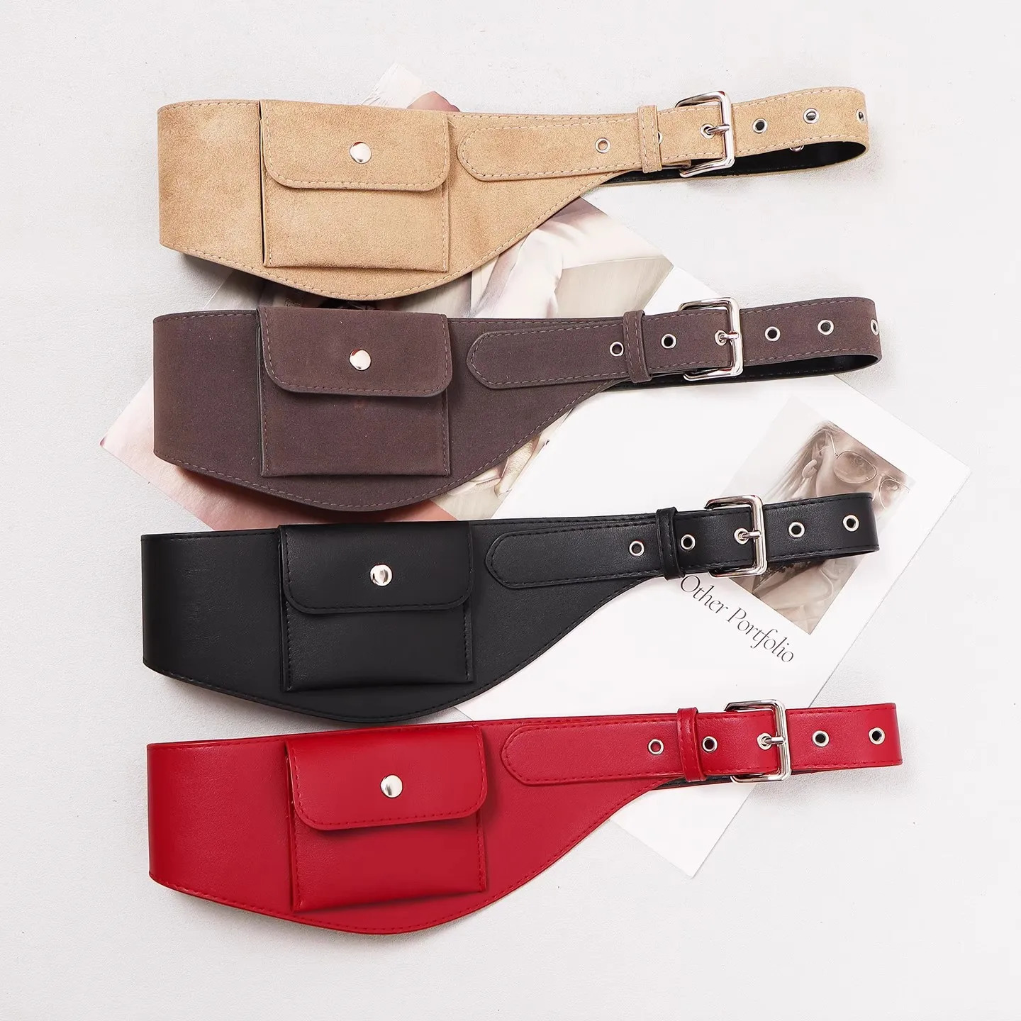 Womens Suede PU Leather Bag Cummerbunds Female Dress Corsets Waistband Belts Decoration Wide Belt R2689 251224