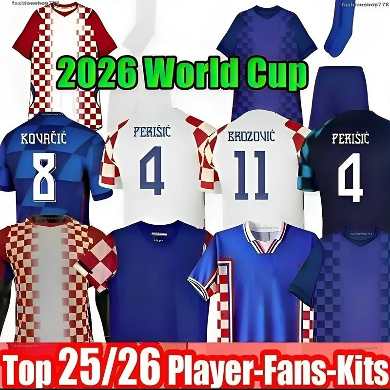 Modric 2026 Croatia Soccer Jerseys BROZOVIC FANS Player 26 27 PERISIC Football Shirt KRAMARIC REBIC LIVAKOVIC Men Kids Kit 2025 Orsic Gvardiol Boban Retro 1998 Suker