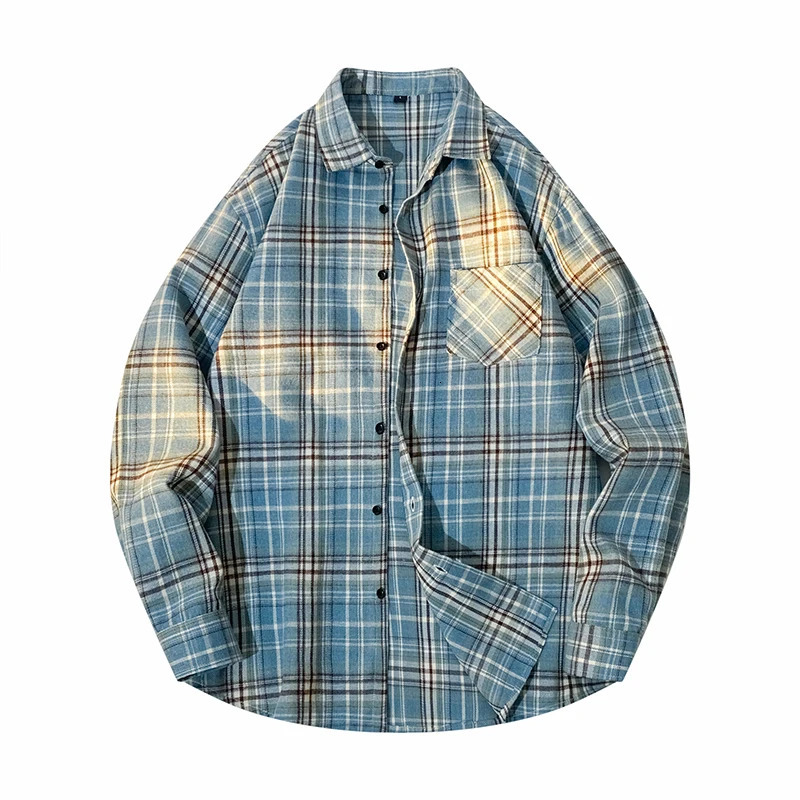 Fast Ship Plaid Shirts Men Casual Mens Shirts Male Spring Autumn Long Sleeves Shirts Flannel Clothes Youth Boy Japan Korea M-5XL 251226