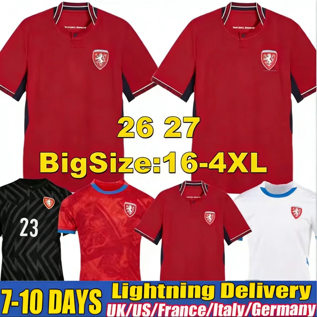 2026 Czech Soccer Jerseys nCzech Republic ational football team 26 27 CHORY SCHICK SOUCEK DOUDERA CERV HRANAC CHYTIL SADILEK RYNES Home Men Uniforms Football Shirts