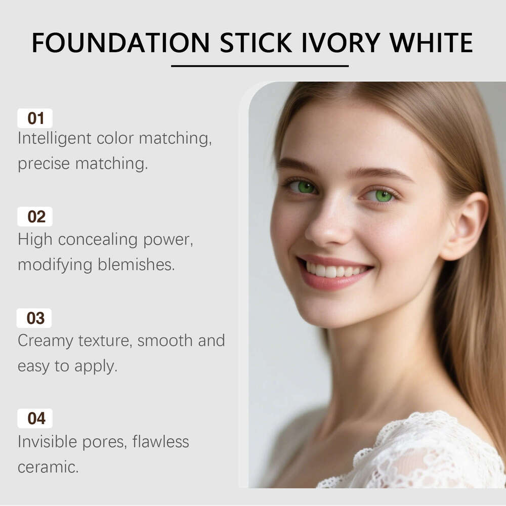 AMZ Ivory White 2-in-1 Color-Changing Lightweight Moisturizing Matte Clear Natural Finish Foundation Stick