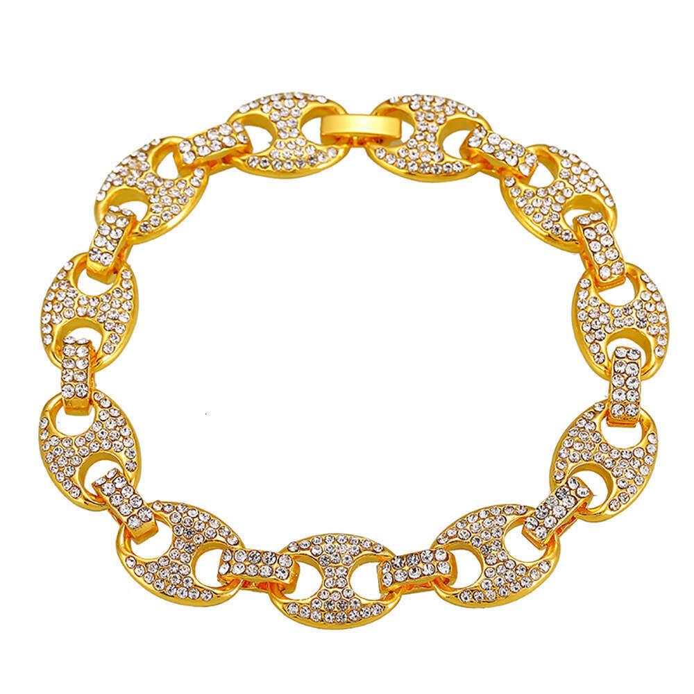 Bracelet for Women Hip-Hop Trendy Gold-Plated Alloy Bracelet Inlaid Diamond Bean Button Chain Tarnish-Resistant Versatile Daily Jewelry pearl bracelet