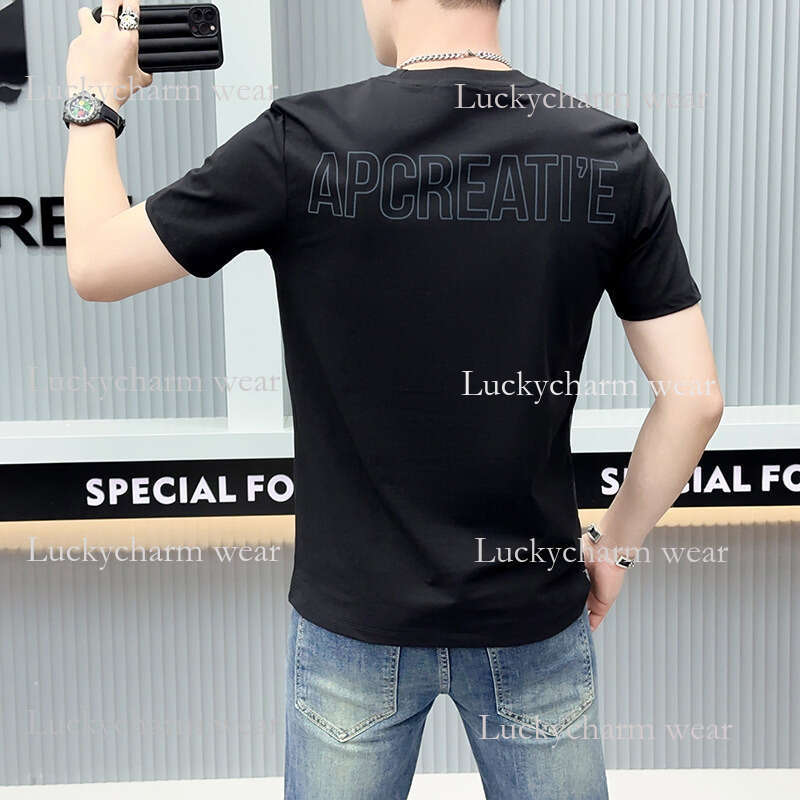 Summer New Cartoon Anime Print Short Sleeve Men Slim Fit Round Neck Men's Tee European Style Youth T-Shirt