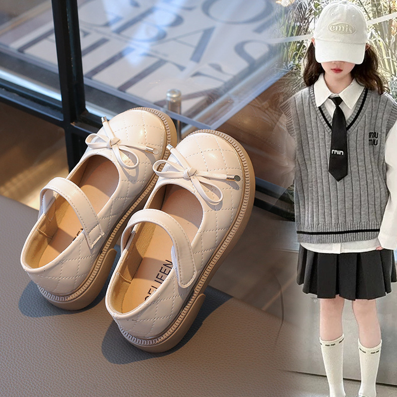 kids shoes spring autumn cute leather flat shoes for girls comfortable laceup design
