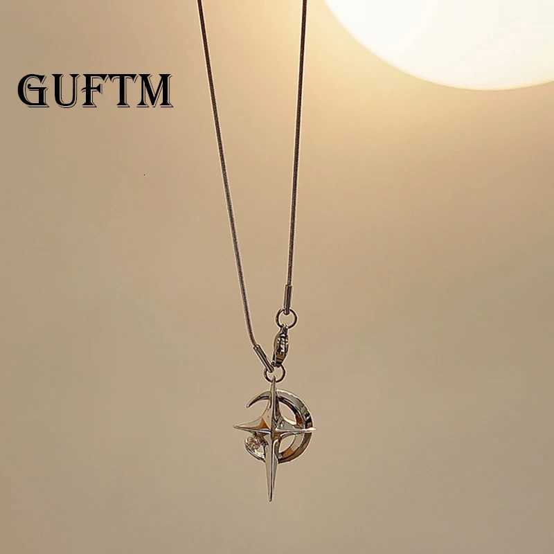 GUFTM Moon Star Pendant Galaxy Necklace For Women Egirls y2k Cool Neck Jewelry Clavicle Chain Original Korean Fashion Party Gift M251227