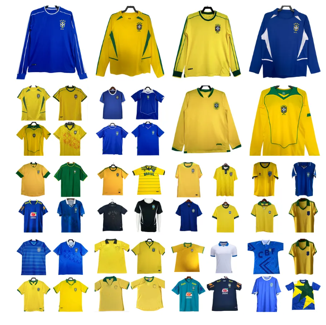 CUSTOM Brazils retro soccer jerseys #10 PELE 1957 1970 1978 1985 1988 1992 1994 1998 2000 2002 2004 2006 2010 2012 2014 Brasil RONALDINHO Brazil footbal football shirts