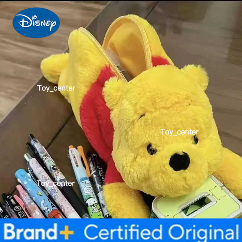 Disney Winnie The Pooh Stitch Figures Pen Bag Cute Winnie Pooh Stationery Box Student Large Capacity Pencil Box Plush Doll Pen Bag Gift H251227