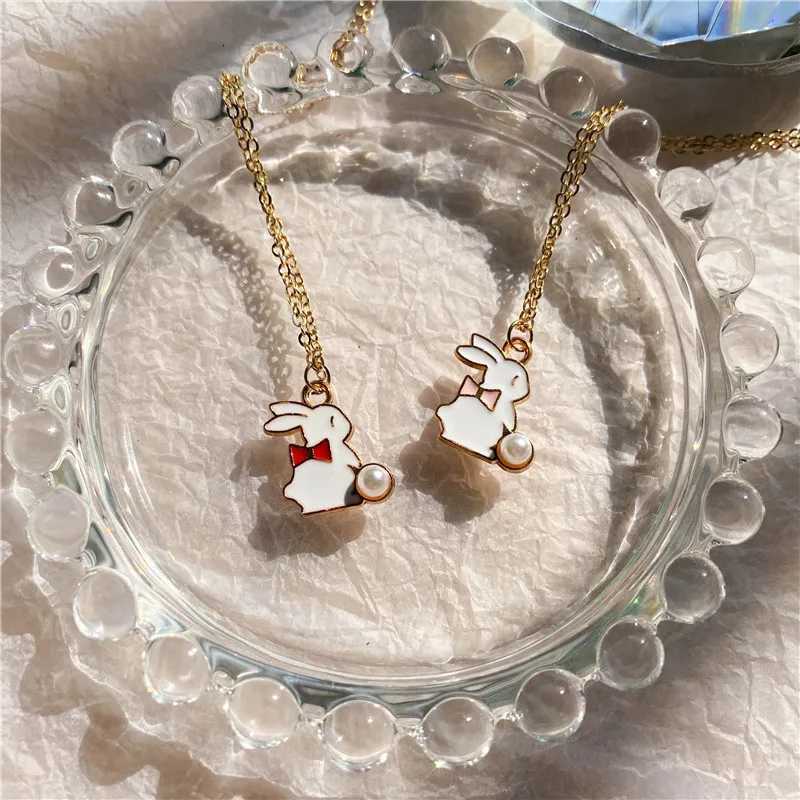 Cute Bowknot Rabbit Enamel Pendant Necklace Fashion Lovely Bunny Charms Choker Jewelry Birthday Gift For Women Girls M251227