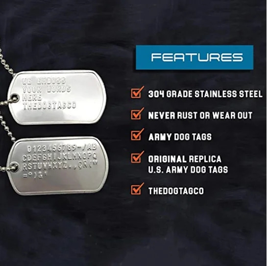Stainless Steel The Dog Tag Military Set of 2 Personalised Necklaces Army Style with Ball Chain Silencers Custom Make Necklaces 251224