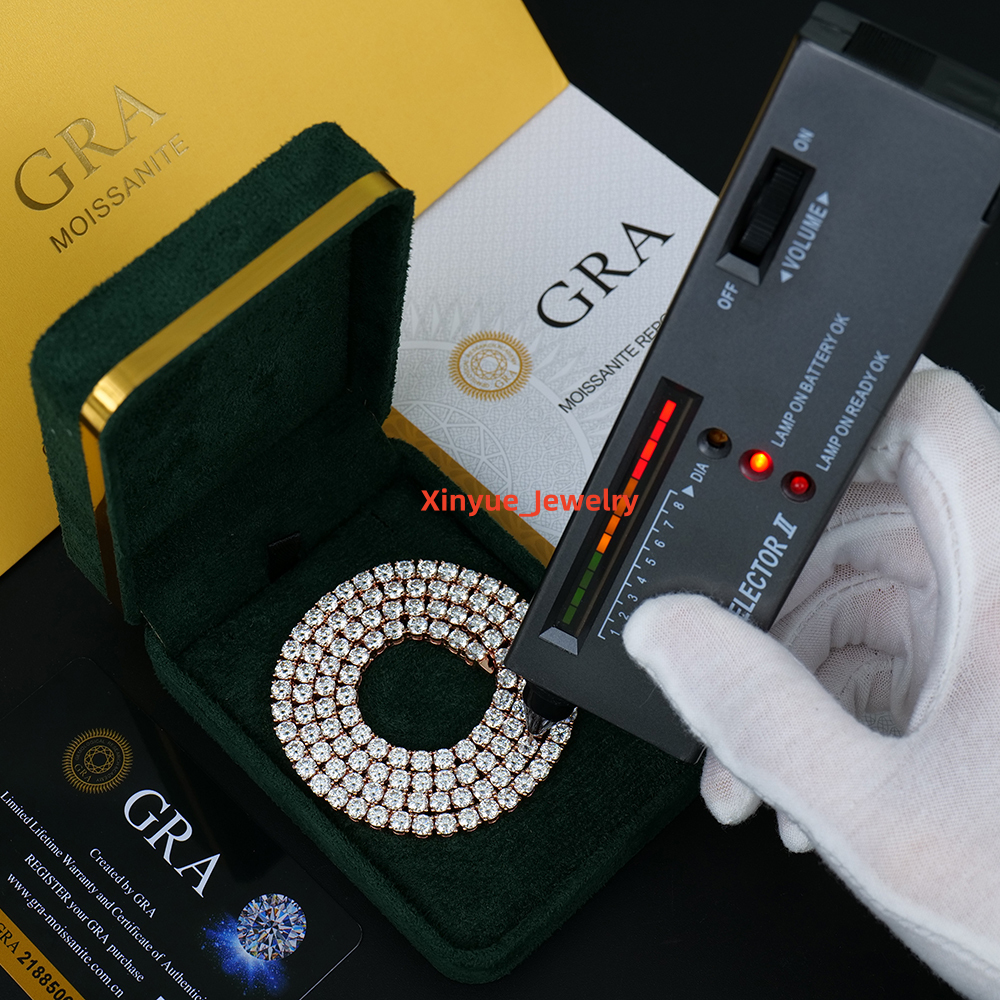 Hiphop Moissanite Tennis Chain Necklace Iced Out 3mm 4mm 5mm 6mm 925 Sterling Silver Rose Gold Color Bling Rapper Necklace