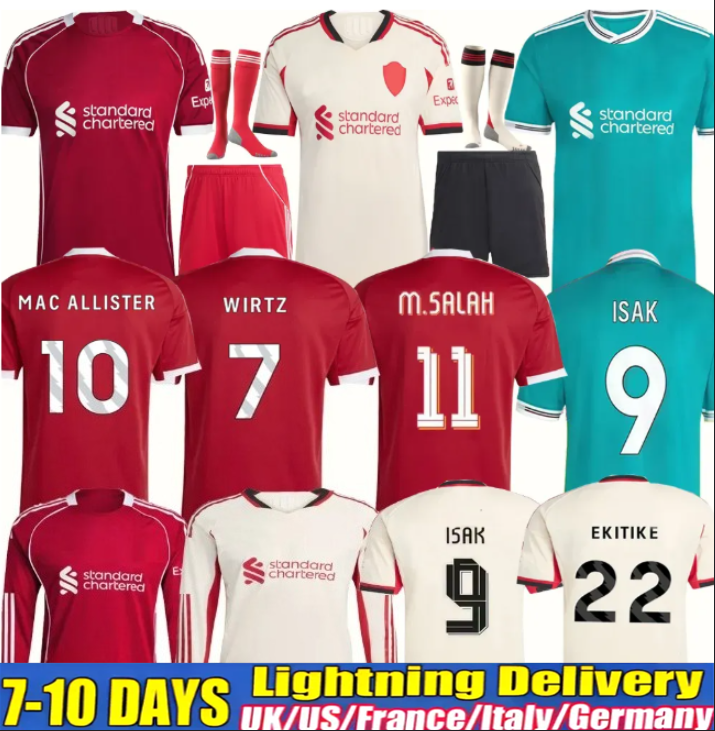 lfc 25 26 WIRTZ SALAH jersey Long sleeves Ekitike MAC ALLISTER Kerkez GAKPO DARWIN SZOBOSZLAI soccer jerseys Goalkeeper 2025 football shirt Mens