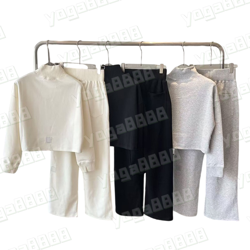 Womens Hoodies Yoga Pants Knit Sweatpants Slim Fit Sweater Straight Leg Pants Sporty High Waist Wide Leg Pants Casual Knit Versatile Fitness Trousers