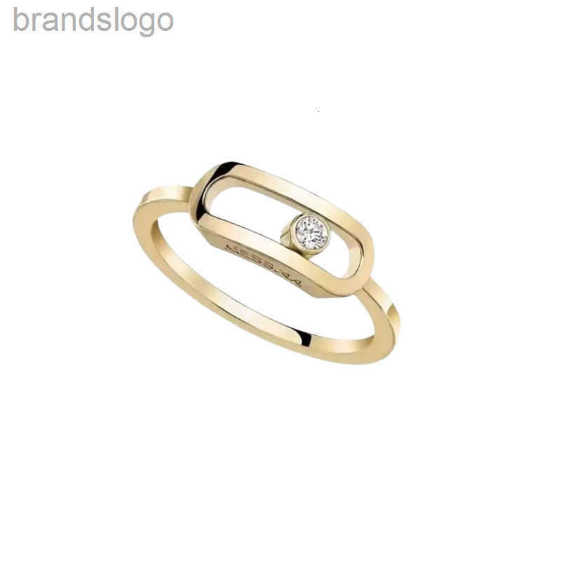 Designer Messikass jewelry Messi Meijia Single Diamond Sliding Plain Ring 18k Minimally Plated Ins Design Fashionable Exquisite Versatile Gift for Girlfriend