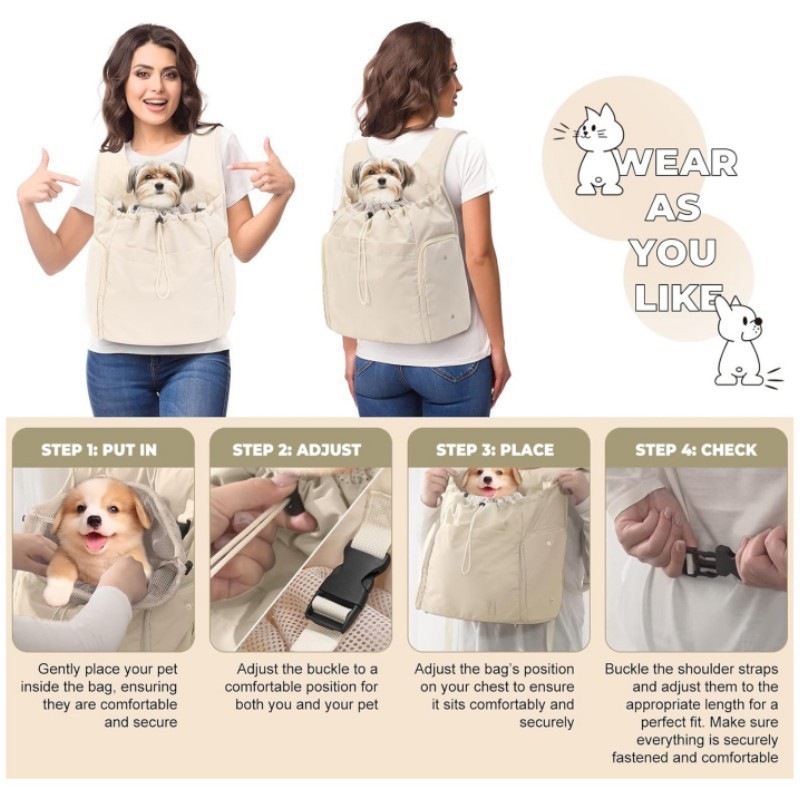 Outdoor Portable Dog Backpack Large Capacity Breathable Pet Carrier Cat Chest Bag for Hiking