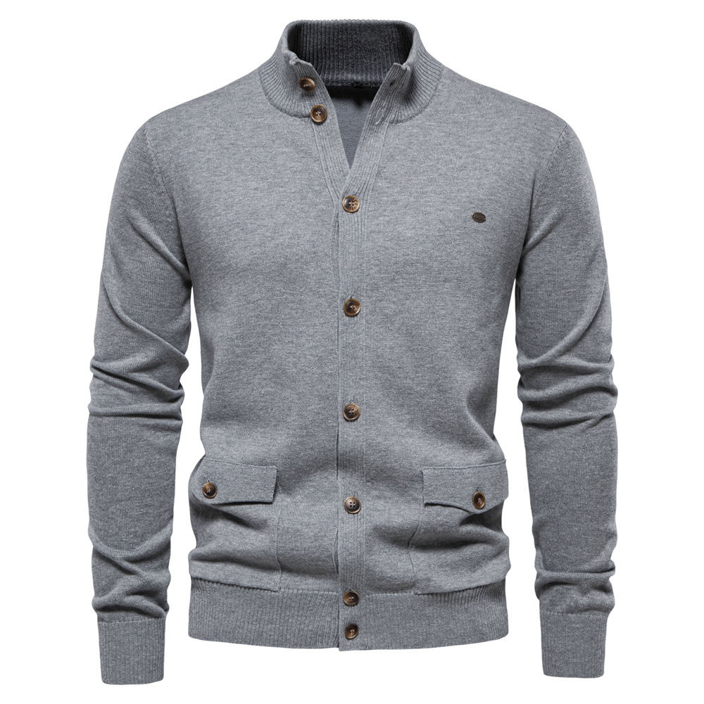 WOZK autumn and winter new men's top cardigan, high-quality business casual solid color sweater for men designer Men's Clothing