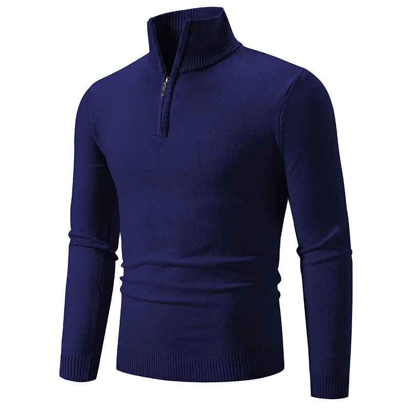 Mens Sweater Half Zipper Pullovers Winter Warm Stand Collar Turtleneck Cotton Knitted Sweater Men Solid Color Sweatwear 251223