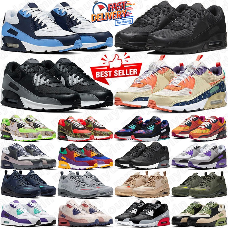 free shipping airmaxx 90 shoe 90s running shoes for mens trainers chaussure Cool Grey Mesh Leather Black White Orange Camo women men outdoor sports designer sneakers