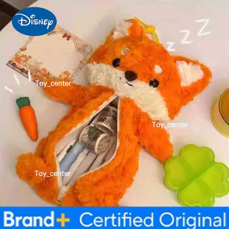 Disney Students Cute Fox Doll Plush Pen Bag Cartoon Animal Pencil Case Large Capacity Stationery Organizer H251227