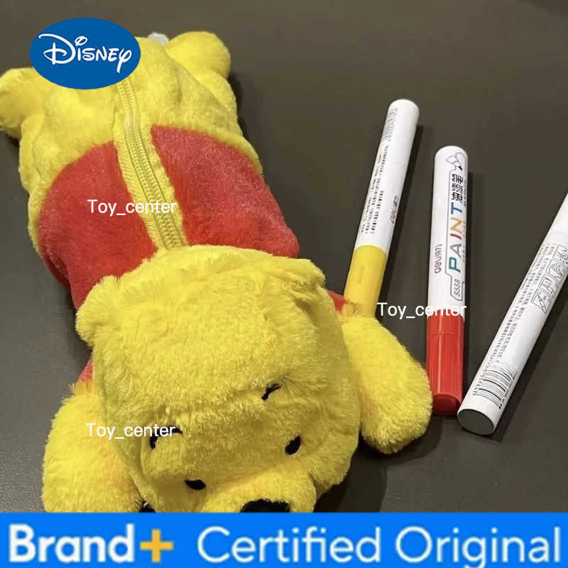 Disney Winnie The Pooh Stitch Figures Pen Bag Cute Winnie Pooh Stationery Box Student Large Capacity Pencil Box Plush Doll Pen Bag Gift H251227