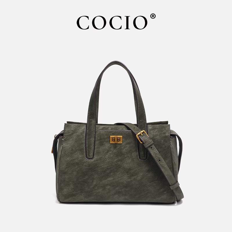 COCIO 2025 autumn and winter new handbag leather retro commuting versatile large capacity shoulder bag for women