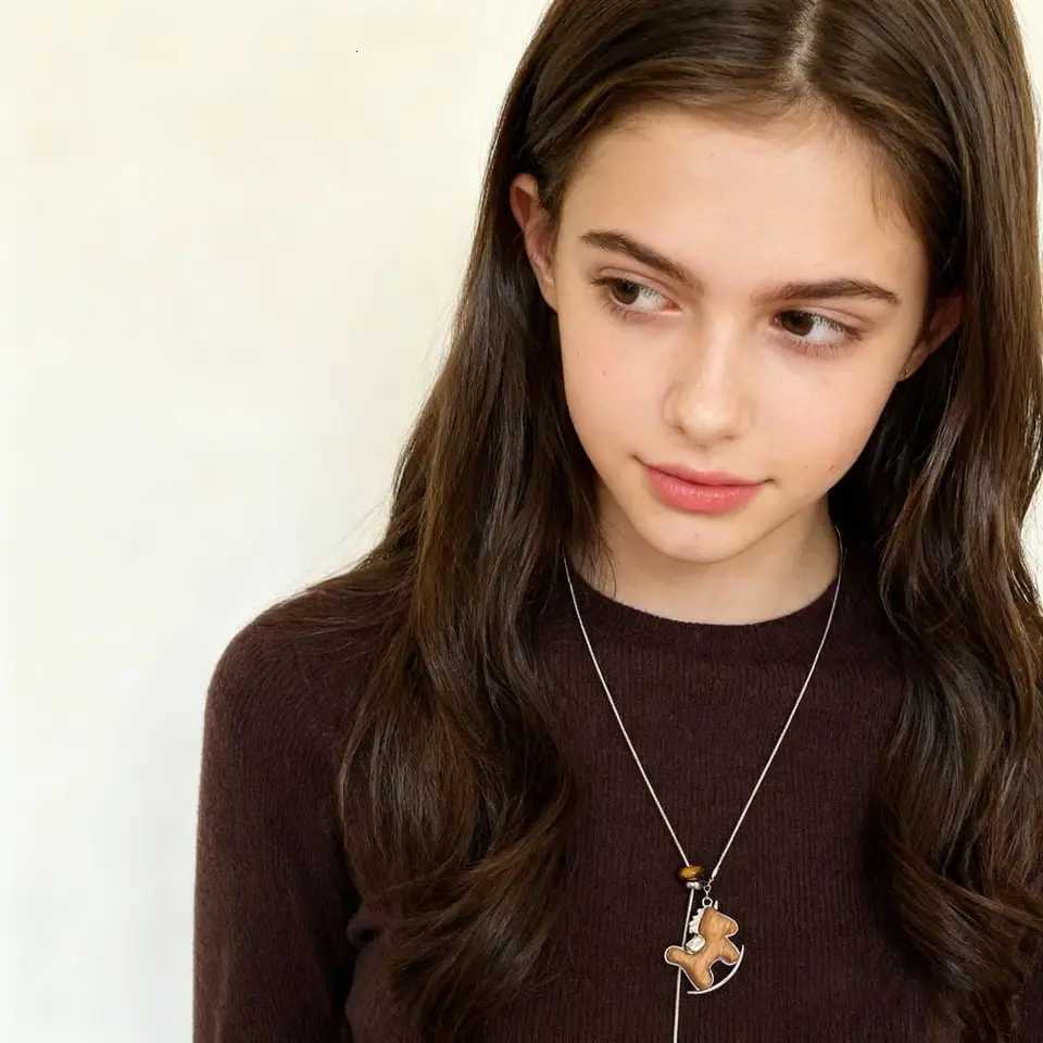 luxury Vintage Horse Sweater Chain Long Boho Clothing Pendant Handmade Wooden Pendant Necklace Gifts M251227