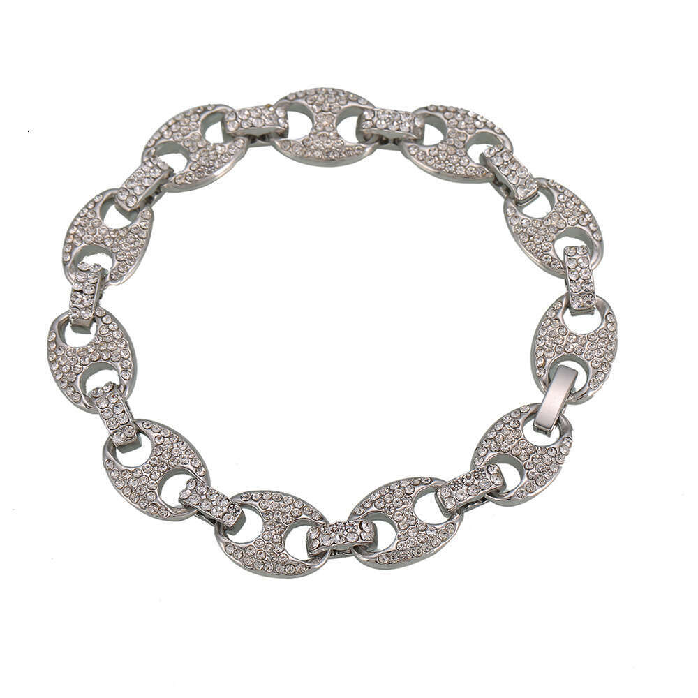 Bracelet for Women Hip-Hop Trendy Gold-Plated Alloy Bracelet Inlaid Diamond Bean Button Chain Tarnish-Resistant Versatile Daily Jewelry pearl bracelet