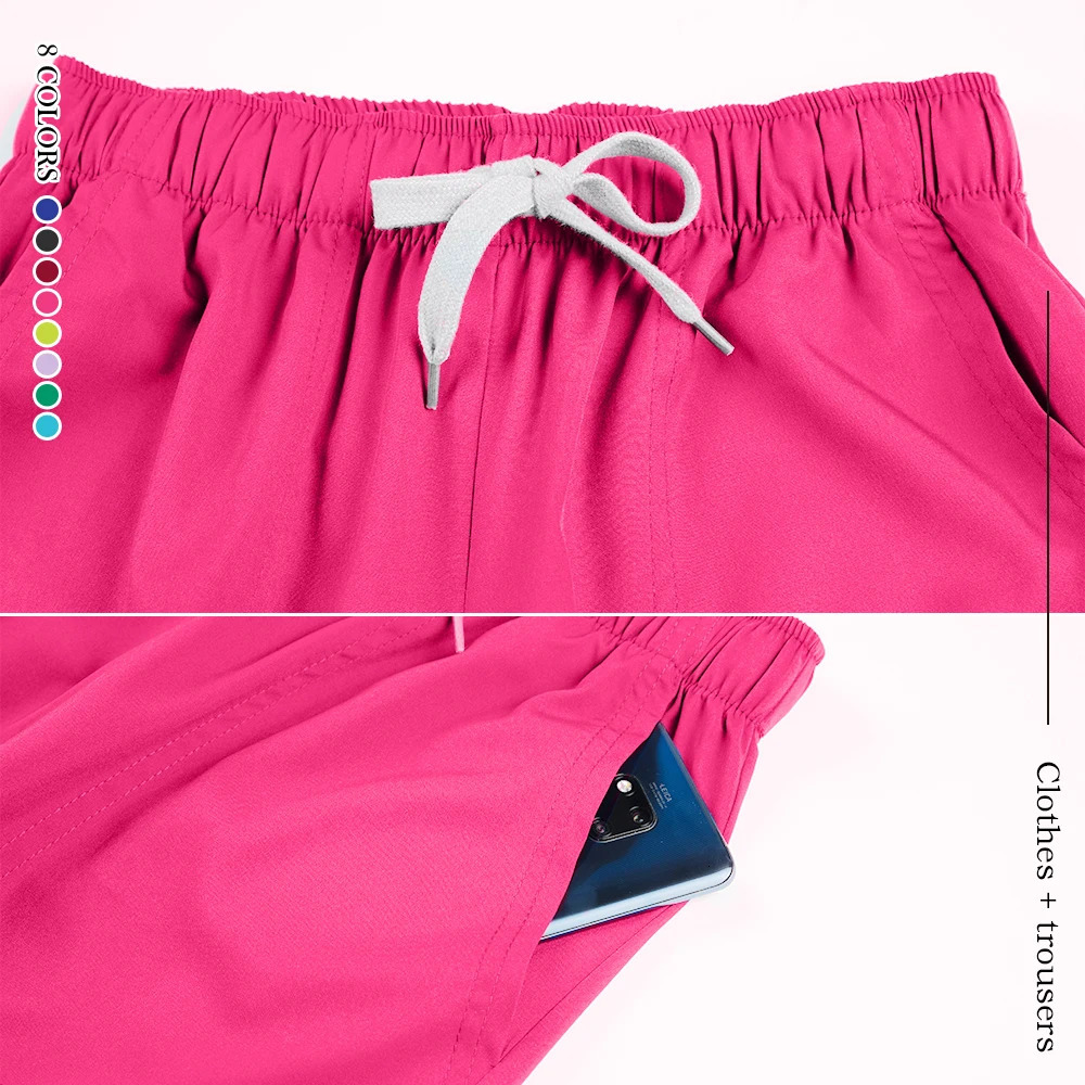 Wholesale Apparel Scrub Set Uniform Women Summer Zipper Scrub Top Pants Hospital Clothing Uniforms with Pocket251222