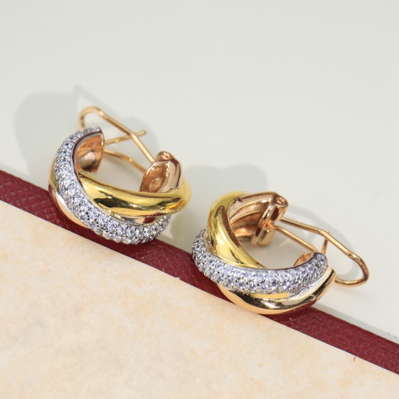 Designer earrings for women gold plated crystal inlaid waterproof stamped on inside with box Premium gift classic style brand designer 022