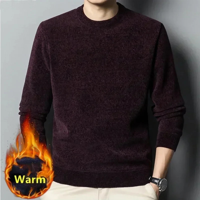Mens Thick Warm Chenille Cashmere Sweater Top Autumn Winter Soft Casual Pullover Sweater Tops Male Knitted Sweater 251223