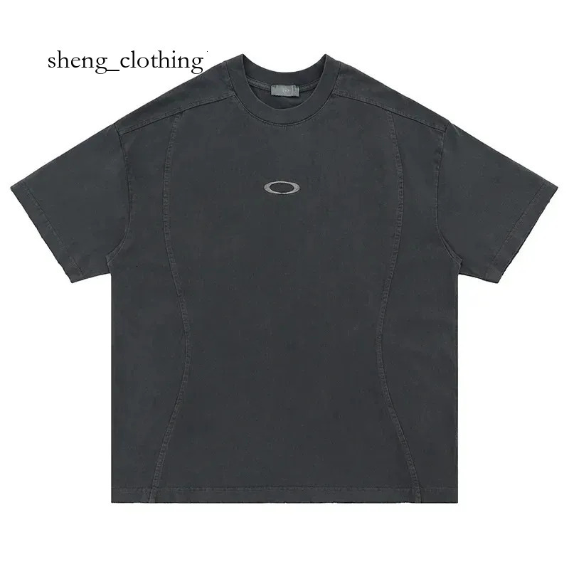 Top quality fashion SUP Mens Spring/Summer Fashion Oak Embroidery American Heavy duty Washing Distressed Short Sleeve T-shirt Pure cotton men and women d26