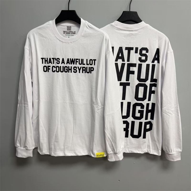 American Trend THATS A AWFUL LOT OF COUGH SYRUP Long-sleeved T-shirt High Street Casual Trend Angel -printed T-shirts 251225
