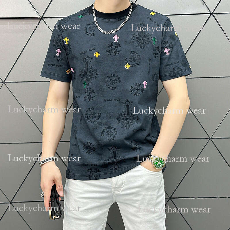 Light Luxury Year New Short Half Sleeve Round Neck Fashion Stylish Trendy Casual Versatile T-Shirt For Men